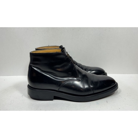 Tod's Chukka Black Leather Boots Men's Size 10.5 US Ankle Boots Shoes